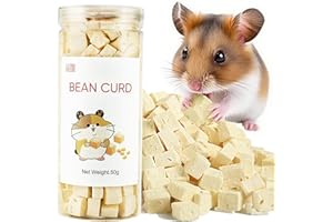Abizoo Freeze Dried Tofu Hamsters Treats - Vet Recommended Single Ingredient, High Protein Low Fat, Grain Free Nutrient-Rich Snacks for Rabbits, Guinea Pigs & Chinchillas Small Pets foods (50g)