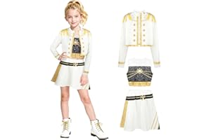 BSBUY Kpop Kostüm 3PC K pop Kostüm Kinder Anime Cosplay Outfit Mädchen Anime Uniform Kostüm Verkleidung Set Mädchen Dress Up Verkleidung Party Kleid für Roleplay Geburtstag Karneval Halloween Cosplay