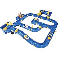 BIG - Waterplay Amsterdam - Wasserbahn blau, 175 x 143 x 27cm große Bahn, mit 4 Booten, Wasserflugzeug und 3…