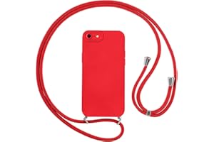 Vauki handyband Hülle für iPhone 8/iPhone SE 2020/iPhone 7/SE 2022 mit Band, HandyHülle mit Kordel, Weich Silikon TPU Stoßfest Bumper mit Kette zum Umhängen für iPhone 8, Lanyard - Rot