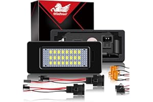 ‎WINPOWER WinPower LED Kennzeichenbeleuchtung Glühbirnen Nummernschildbeleuchtung Lampe 3582 SMD mit CanBus Fehlerfrei 6000K Xenon kaltweiß, 2 Stücke
