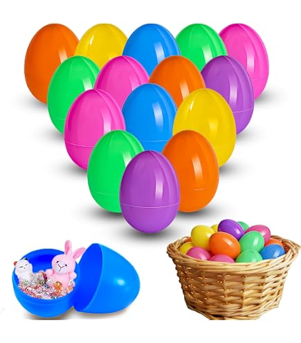 JOYIN Lot de 24 œufs de Pâques géants en plastique de 15,24 cm, vides, lumineux pour remplir des friandises, cadeau de fête sur le thème de Pâques, chasse aux œufs de Pâques