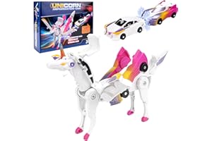 Pipihome Robocrash Magnetic Transforming Car, Unicorn Robot Toys, 2Pcs Automatic Deformation, Magnetic Connections, Robot Car Gifts for Kids 3 4 5 6 7 8 Years Old Boys and Girls