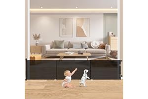 EYELEAF Barriere de Securite Enfant - 3M/5M x 89CM Rétractable Barriere de Securite Chien Large Barriere de Securite Enroulable pour Escaliers, Couloirs, Intérieurs et Extérieurs (3M/120 inch)
