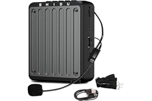 SHIDU Mini amplificatore vocale portatile ricaricabile per insegnanti con microfono cablato auricolare e cintura, supporta audio formato MP3 per discorso, lezioni, allenamento, guida turistica