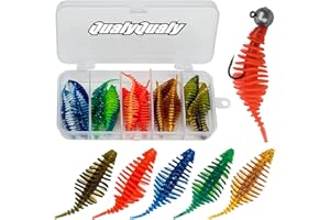 QUALYQUALY Esche da Pesca - 5,7cm 1,3gr Esche artificiali da pesca, Esca morbida per pesca in silicone Esca per pesca trota, spigola Esche di plastica