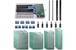 VooGenzek 46 Sztuk Zestawów Płytek PCB, 12 Sztuk Dwustronna Płytka Drukowana, Prototypowa Płytka Drukowana, 12 Sztuk Złącze Męskie/Żeńskie, 10 Sztuk Zacisk Śrubowy 2/3Pin, 12 Sztuk Kolumna nylonowa