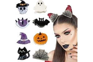 BelleFlair 8 Pcs Halloween Haarklammer Für Kinder Und Damen, Süßer Mini Haarschmuck Mit Kürbis Geist Fledermaus Motiv, Gruselige Halloween Haarspangen Als Kopfschmuck Für Die Party