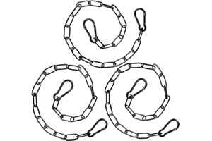 KXRTPX 3 Pack Heavy Duty Black Metal Chains with Carabiners, Chain, 50CM Gate Security Chains for Fences, Pet Enclosures, DIY Projects, Outdoor Equipment Stabilization