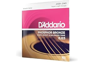 D'Addario Phosphor Bronze Struny do gitary akustycznej, EJ23, super cienkie 9–45, zestaw 6 strun, 1 szt.