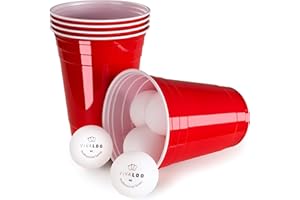 Vivaloo - Beer Pong - Gobelets Rouges Américain (x50) - Gobelet en Plastique Réutilisable - Red Cup - Gobelet Beer Pong - Fête - Lavable au Lave-Vaisselle - 473ml