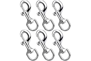NERISSA 6 Pcs Heavy Duty Trigger Clips Clasp 360°Swivel Eye Bolt Snap Hook Up to 330KG, Zinc Alloy Clips Clasp Hook Spring Loaded Clip Lobster Claw Clasps for Dog Leashes, Camping, Keyring