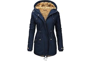 Nadeer Manteau Femme Hiver Veste Parka Manteau à Capuche Chaude Elegant Blouson Doublure en Peluche Outercoat Mode Zippé Jacket