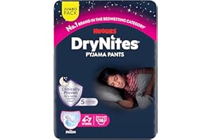 Huggies DryNites Pyjama Pants, Girls 4-7 Years (17-30KG), Up to 100% Leak Free Nights, Bedwetting Pants, 64 Count