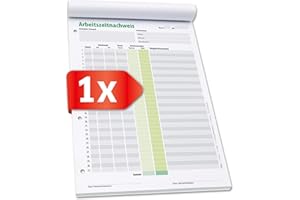 ‎PRIMUS-PRINT.DE PRIMUS PRINT A4 Working Time Project Writing Pad - Monthly Working Time Recording for 31 Days - Timeproof for Minijob and Full Time - 50 Sheets, Glued at the Head with Back Cardboard [1 x Pad]