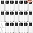 Hyber&Cara 20 Pcs 5ml Clear Glass Bottles Small Empty Sample Vials with Screw Cap, Bonus 2 Pcs Mini Funnels