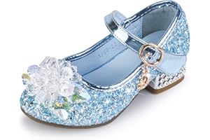 Sangyn Prinzessin Schuhe Mädchen Glitzer Hochzeiten Klett Sandalen Stöckelschuhe Kinder Partei Ballerina Cinderella Kristall Schuhe für Halloween Fest Fasching Geburtstag Party