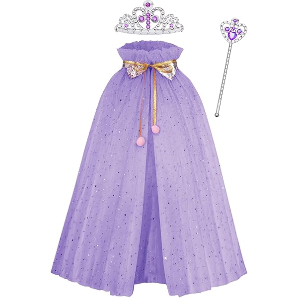 Cape De Princesse Arc-en-Ciel à Paillettes – Cape Tulle Scintillante Pour Fille – Déguisement Carnaval Halloween Anniversaire Cosplay