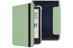 Funda HGWALP Compatible con Kobo Clara Colour/Clara BW(2024)/2E(2022) Cuero PU + TPU Transparente y Suave Dormir/Despertar Automático-Verde