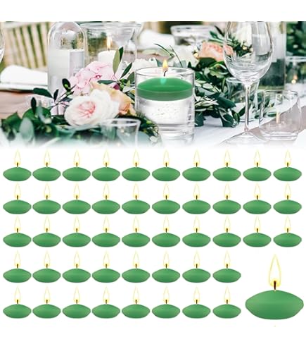 Candele Galleggianti 12 Pezzi - Diametro 7cm, Verde Oliva, Senza Fumo, Durata 8 Ore - Foto 8