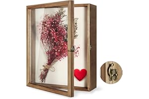 TJ.MOREE Shadow Box Display Case13”x16”( 33 x 42cm) Flowers Shadow Box Frame with Glass Window Picture Frame Wedding Bouquet Memorabilia Medals Photos Memory Box for Keepsakes