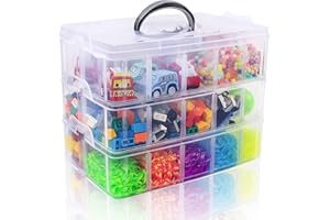 DRSUMLF Contenitori Plastica Con Coperchio, Portagioie Trasparente a 3 Livelli Con 30 Scomparti Regolabili, Impilabili Scatola Scomparti Con Manico, Per Riporre Orecchini, Anelli, Collane