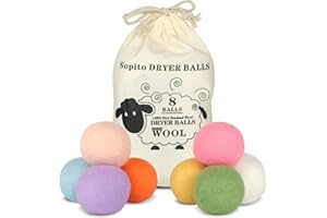 CIOXSOIO Balles de Séchage pour Lave-Linge, Lot de 8 en 100% Laine de Mouton, XXL Écologiques, Balls pour Duvet, Assouplissant Naturel pour Vêtements Doux