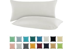 SHC TEXTILIEN SHC by BaSaTex 2er Pack Jersey Kissenbezüge Kissenhüllen | Kopfkissenbezug aus 100% Baumwolle | 40x60 cm Nackenkissen Bezug | Farbe Weiß