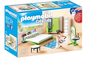 Playmobil 9271 Chambre avec Espace Maquillage - City Life - avec Un Personnage, Un lit, Miroir de Maquillage, Tabouret et Colonne Lumineuse Fonctionnelle - pour aménager La Maison Moderne - Dès 4 Ans