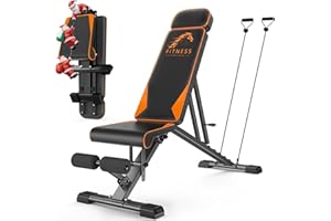 Dskeuzeew Adjustable Weight Bench, 880LBS/400KG Stable Strength Training Bench with Resistance Bands, Fast Folding Multi-Functional Incline/Decline Gym Bench for Home Full Body Workout