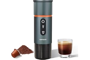 COTGCO Cafetera Portatil Capsulas para Viaja: 12V Maquina Espresso Portabil con Bateria para Camión Coche - Prepara 8 Espressos con una sola Carga - Compatible con Cápsulas Nespresso - Azul -