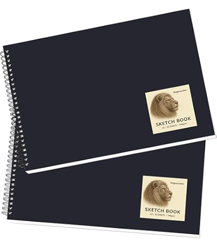 JEUIHAU Lot De 3 Carnets De Croquis à Spirales A4, 160 G/m², Carnet De