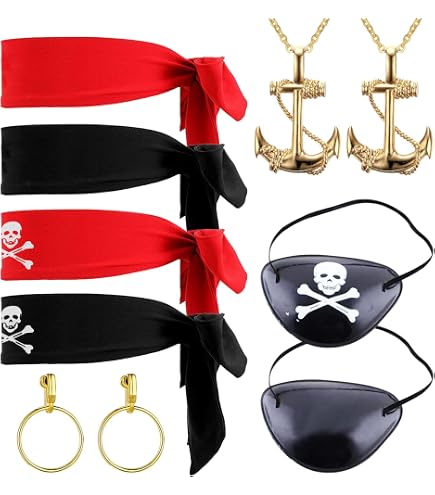Unique Party Piraten-Set – 2 X Augenklappe & Ohrring, Ideal Als Tütenfüller Oder Kostümzubehör Für Piratenpartys