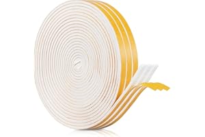 UPSEN Adhesive Weather Stripping Foam Tape, 6mm(B) x 3mm(D)/18m Draught Excluder Foam Strip Tape Seal Self Adhesive for Door Window Against Cold Draught/Anti-Collision/Soundproof/Waterproof/Dustproof