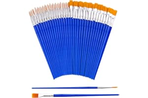 NENULL Nove set di pennelli zero da 70 pezzi, 35 pennelli piatti piccoli e 35 pennelli rotondi Pennelli per artisti Set di pennelli per dettagli, pittura artistica, acrilico, acquerelli, dipinti ad olio, ar