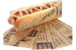 SKIR'CO Sacchetti di carta per alimenti 7 x 21 cm, sacchetto per hot dog e fast food oleati, confezione da 500