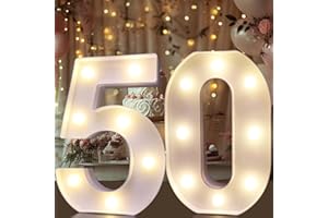 ROMULI Decorative LED Light Up Numbers, 50th Birthday Decoration for Women Men Gifts, Marquee Number 50 Sign for Party Backdrop 50th Wedding Anniversary, 50 Birthday Centerpieces Table Decor, Number 50