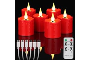 yunsheng Podgrzewacze LED z możliwością ponownego ładowania, z pilotem zdalnego sterowania i timerem 4/6H, wodoszczelne, ładowalne świece LED, 5,1 x 7,6 cm, migoczące świece wotywne, 6 sztuk,