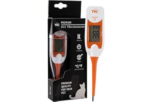 THERMOMETER WORLD Premium Haustier-Thermometer für Tierbesitzer von Hunden, Katzen, Pferden, flexible digitale Temperatursonde inklusive Tierärztlichen Hobdays Chart