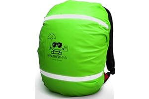 WEATHERMAN Regenschutz für Schulranzen und Rucksäcke (20-40L) – Wasserdichter Regenüberzug mit reflektierenden Streifen, elastischer Befestigung, 6 Farbe