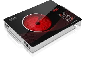Alemania Enkel Elektrisk Kokplatta, 2 200 W, Bärbar Infraröd Keramisk Spis, Elektrisk Bänkspis, Justerbar Kompakt Värmeplatta