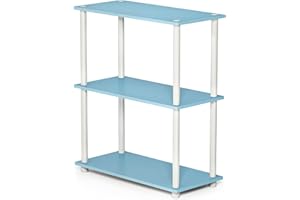 Furinno Libreria Bassa a 3 ripiani Light Blue/White Tubi tondi