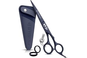 Stonli Professional 6 inch Hairdressing Scissors for Hair Cutting - Hair Cutting Scissors with Sharp Edge with Pouch (Offset Black)