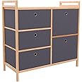 Lifelong Multipurpose Storage 5-Drawer Table Closet| Kitchen and Bedroom Drawer Organizer | Large Fabric Drawers, Shelves with Wooden Frame, Ideal for Clothes| Home & Office Organization