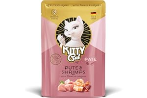SOUL PET KITTY Cat Paté indyk i krewetki, 6 x 85 g, mokra karma dla kotów, bezzbożowa karma dla kotów z tauryną, olejem z łososia i małżem zielonowargowym, pełnoporcjowa karma o dużej zawartości mięsa, Made in
