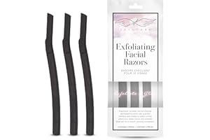 Seraphic Skincare Cuchillas de afeitar faciales exfoliantes (3 piezas), para cejas, pelusas de melocotón y exfoliación, rasuradora facial Dermaplane para cara de mujer, mango de paja de trigo y