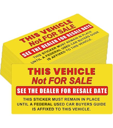 Sayglossy 500 Pcs 'This Vehicle Not For Sale' Stickers - 6x3 Inch Yellow & Red Dealership Window Decals - View #9
