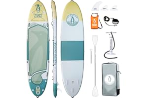 Tuxedo Sailor Inflatable Stand Up Paddle Board SUP Yoga Board Complete Accessories Adjustable Paddleboard, Pump, ISUP Travel Backpack, Mobile Phone Waterproof Bag, Fin, Kayak Seat, Paddling Surfboard