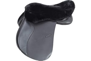 Merauno Sheep wool Horse Saddle Seat Saver Lamb wool Horse English Saddle Seat Cover Black