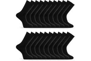 Basic Treasure Lot de 20 paires de chaussettes pour homme - Coton respirant - Coloris Noir, Bleu ou Gris - Tailles 39-42, 43-46, 47-49